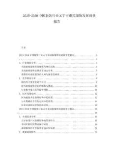 2025-2030中國服裝行業元宇宙虛擬服飾發展前景報告