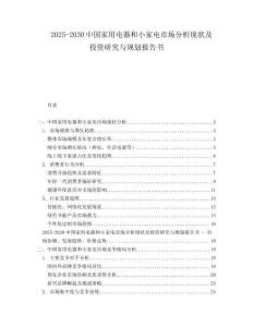 2025-2030中國家用電器和小家電市場分析現(xiàn)狀及投資研究與規(guī)劃報(bào)告書