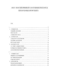 2025-2030保險理賠服務(wù)行業(yè)市場現(xiàn)狀供需分析及投資評估規(guī)劃分析研究報告