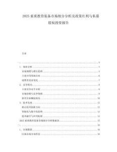 2025素質教育裝備市場細分分析及政策紅利與私募股權投資報告