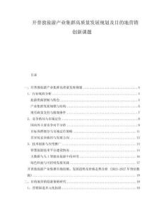 開普敦旅游產業集群高質量發展規劃及目的地營銷創新課題