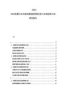 2025-2030傳感行業市場發展現狀供需分析與未來投資方向研究報告