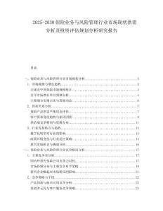 2025-2030保險業務與風險管理行業市場現狀供需分析及投資評估規劃分析研究報告