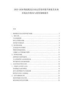 2025-2030物流配送企業(yè)運(yùn)營(yíng)效率提升探索及未來(lái)市場(chǎng)競(jìng)爭(zhēng)格局與投資策略報(bào)告
