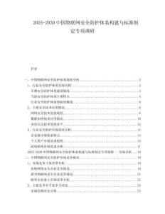 2025-2030中國物聯網安全防護體系構建與標準制定專項調研