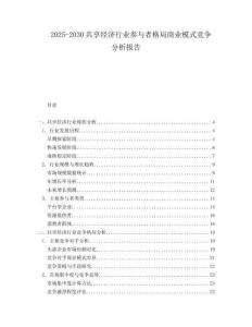 2025-2030共享經濟行業參與者格局商業模式競爭分析報告