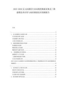 2025-2030無人機測繪行業(yè)高精度數(shù)據(jù)采集及三維建模技術(shù)應(yīng)用與地形測量技術(shù)預(yù)測報告