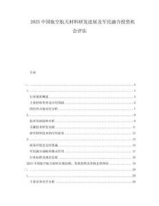 2025中國航空航天材料研發(fā)進展及軍民融合投資機會評估