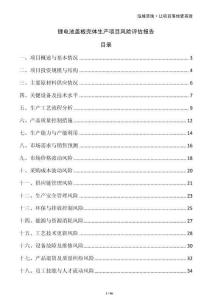 锂电池盖板壳体生产项目风险评估报告