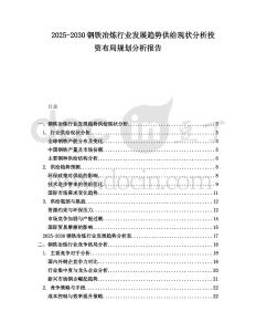 2025-2030鋼鐵冶煉行業發展趨勢供給現狀分析投資布局規劃分析報告
