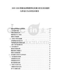 2025-2030智能電表物聯網化發(fā)展分析及雙向通信與用電行為分析技術報告