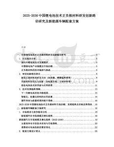 2025-2030中國鋰電池技術正負極材料研發創新路徑研究及新能源車輛配套方案