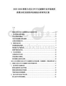 2025-2030香港立式壓力葉片過濾器行業市場現狀供需分析及投資評估規劃分析研究匯報