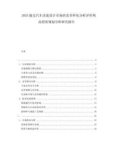 2025捷克汽車改裝設(shè)計市場供需多樣化分析評價利益投資規(guī)劃分析研究報告