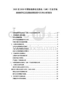 2025至2030中國(guó)陸地移動(dòng)無(wú)線電（LMR）行業(yè)市場(chǎng)深度研究及發(fā)展前景投資可行性分析報(bào)告
