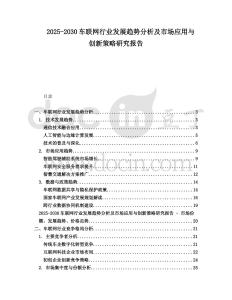 2025-2030車聯(lián)網(wǎng)行業(yè)發(fā)展趨勢分析及市場應用與創(chuàng)新策略研究報告
