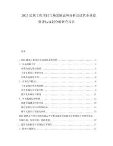2025建筑工程項(xiàng)目市場(chǎng)發(fā)展態(tài)勢(shì)分析及建筑企業(yè)投資評(píng)估規(guī)劃分析研究報(bào)告