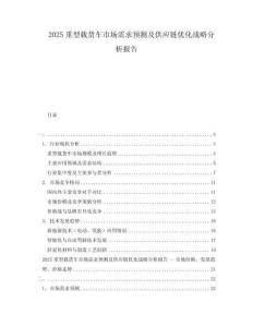 2025重型載貨車市場(chǎng)需求預(yù)測(cè)及供應(yīng)鏈優(yōu)化戰(zhàn)略分析報(bào)告