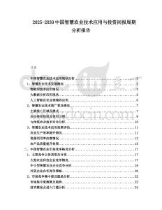 2025-2030中國智慧農業技術應用與投資回報周期分析報告