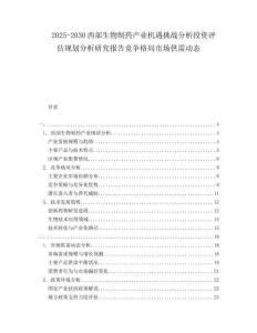 2025-2030西部生物制藥產(chǎn)業(yè)機遇挑戰(zhàn)分析投資評估規(guī)劃分析研究報告競爭格局市場供需動態(tài)