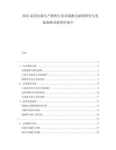 2025家用電器生產銷售行業市場潛力深度研究與發展策略及投資環境中