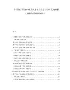 中國數字經濟產業發展思考及數字經濟時代商業模式創新與發展預測報告