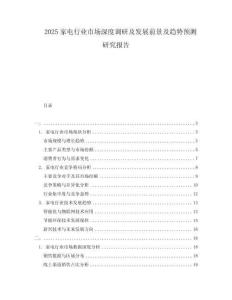 2025家電行業(yè)市場深度調(diào)研及發(fā)展前景及趨勢預(yù)測研究報告