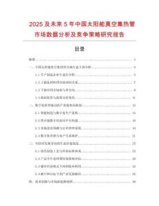 2025及未來5年中國太陽能真空集熱管市場數據分析及競爭策略研究報告