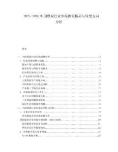 2025-2030中國煤炭行業(yè)市場供需格局與轉(zhuǎn)型方向分析