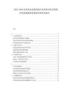 2025-2030光伏發(fā)電設備制造行業(yè)供需分析及投資評估新能源前景規(guī)劃分析研究報告