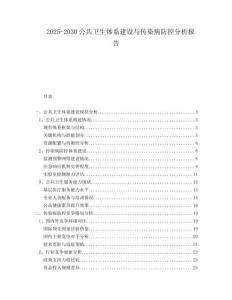 2025-2030公共衛(wèi)生體系建設(shè)與傳染病防控分析報(bào)告