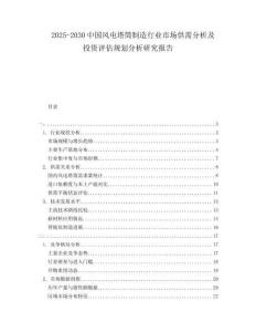 2025-2030中國風(fēng)電塔筒制造行業(yè)市場供需分析及投資評估規(guī)劃分析研究報告