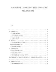 2025交通運(yùn)輸工具制造行業(yè)市場(chǎng)供需管理分析及投資機(jī)會(huì)綜合規(guī)劃