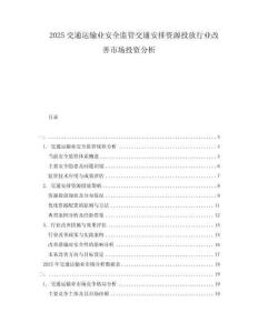 2025交通運(yùn)輸業(yè)安全監(jiān)管交通安排資源投放行業(yè)改善市場(chǎng)投資分析