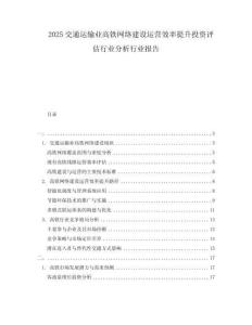 2025交通運(yùn)輸業(yè)高鐵網(wǎng)絡(luò)建設(shè)運(yùn)營(yíng)效率提升投資評(píng)估行業(yè)分析行業(yè)報(bào)告