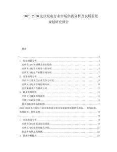 2025-2030光伏發電行業市場供需分析及發展前景規劃研究報告