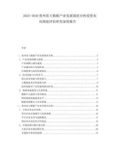 2025-2030貴州省大數(shù)據(jù)產(chǎn)業(yè)發(fā)展現(xiàn)狀分析投資布局規(guī)劃評估研究深度報告