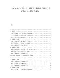 2025-2030出行交通工具行业市场供需分析及投资评估规划分析研究报告