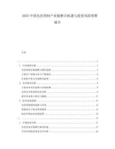 2025中国光伏型材产业链整合机遇与投资风险预警报告