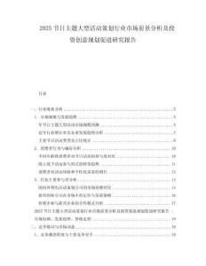2025節日主題大型活動策劃行業市場前景分析及投資創意規劃促進研究報告