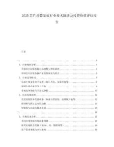 2025芯片封裝基板行業(yè)技術(shù)演進及投資價值評估報告