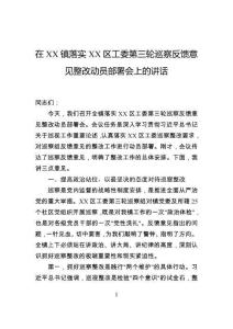 區(qū)工委第三輪巡察反饋意見整改動(dòng)員部署會(huì)上的講話