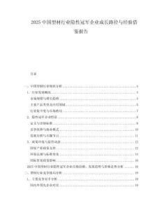 2025中國型材行業(yè)隱性冠軍企業(yè)成長路徑與經(jīng)驗借鑒報告