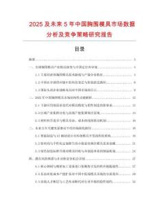 2025及未來5年中國胸圍模具市場數據分析及競爭策略研究報告