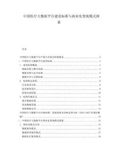 中國醫(yī)療大數(shù)據(jù)平臺建設(shè)標(biāo)準(zhǔn)與商業(yè)化變現(xiàn)模式探索