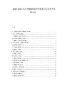2025-2030生態(tài)茶園綠色防控體系茶樹抗病能力監(jiān)測方案