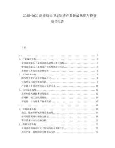2025-2030商業(yè)航天衛(wèi)星制造產(chǎn)業(yè)鏈成熟度與投資價(jià)值報(bào)告