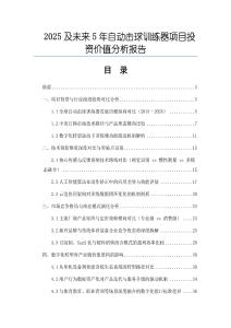 2025及未來5年自動擊球訓(xùn)練器項目投資價值分析報告