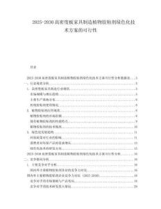 2025-2030高密度板家具制造植物膠粘劑綠色化技術(shù)方案的可行性