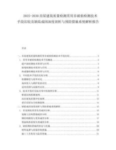 2025-2030房屋建筑質(zhì)量檢測(cè)常用非破損檢測(cè)技術(shù)手段比較及缺陷成因深度剖析與預(yù)防措施系統(tǒng)解析報(bào)告